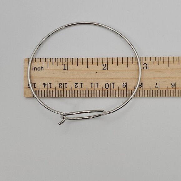 Womens Sterling Silver Oval Loop Adjustable Bangle Bracelet Minimalist Simple - Picture 2 of 13